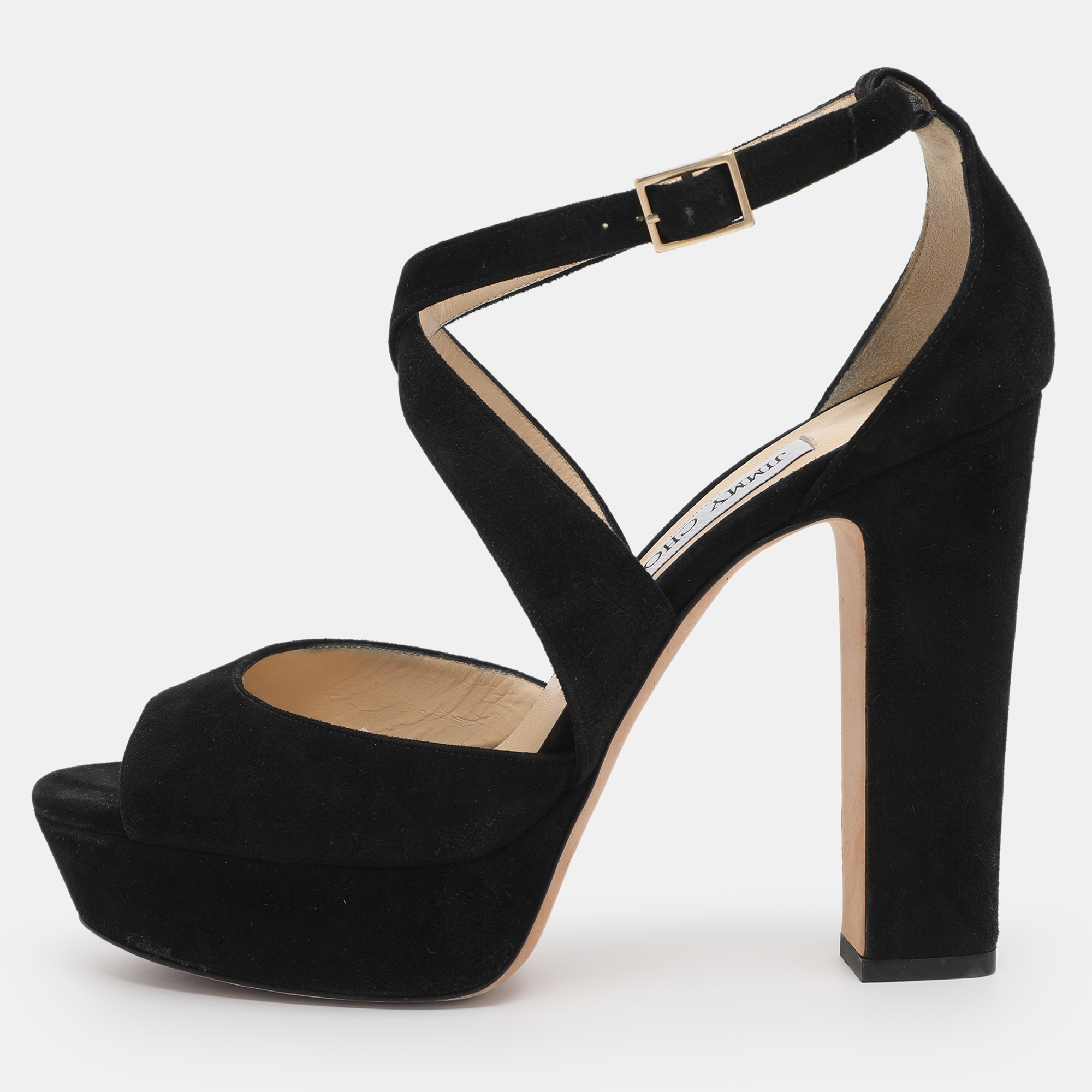 

Jimmy Choo Black Suede April Platform Sandals Size