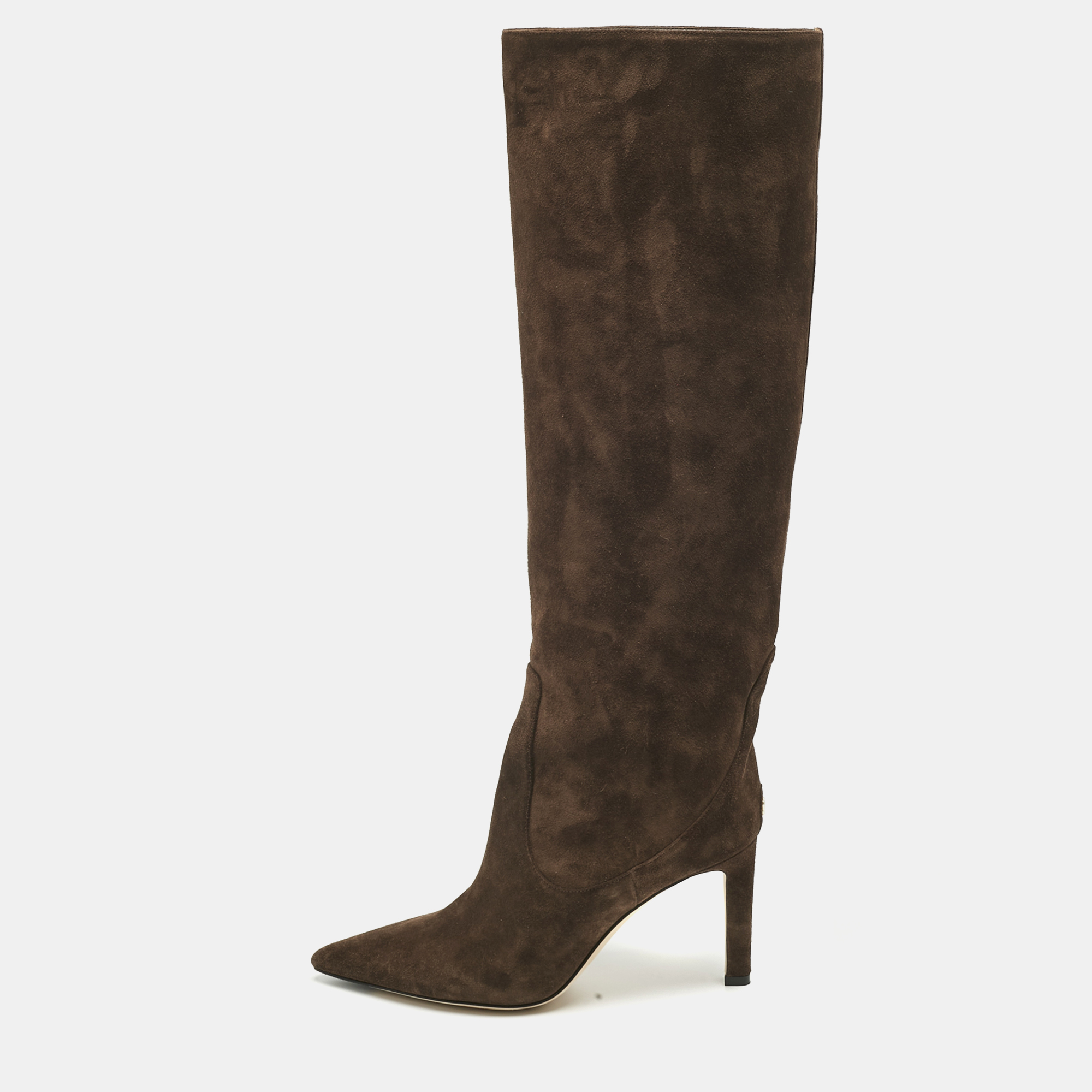 Pre-owned Jimmy Choo Brown Suede Knee Length Boots Size 37