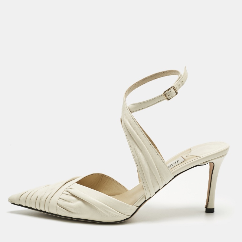 

Jimmy Choo Cream Leather Basil 75 Pumps Size