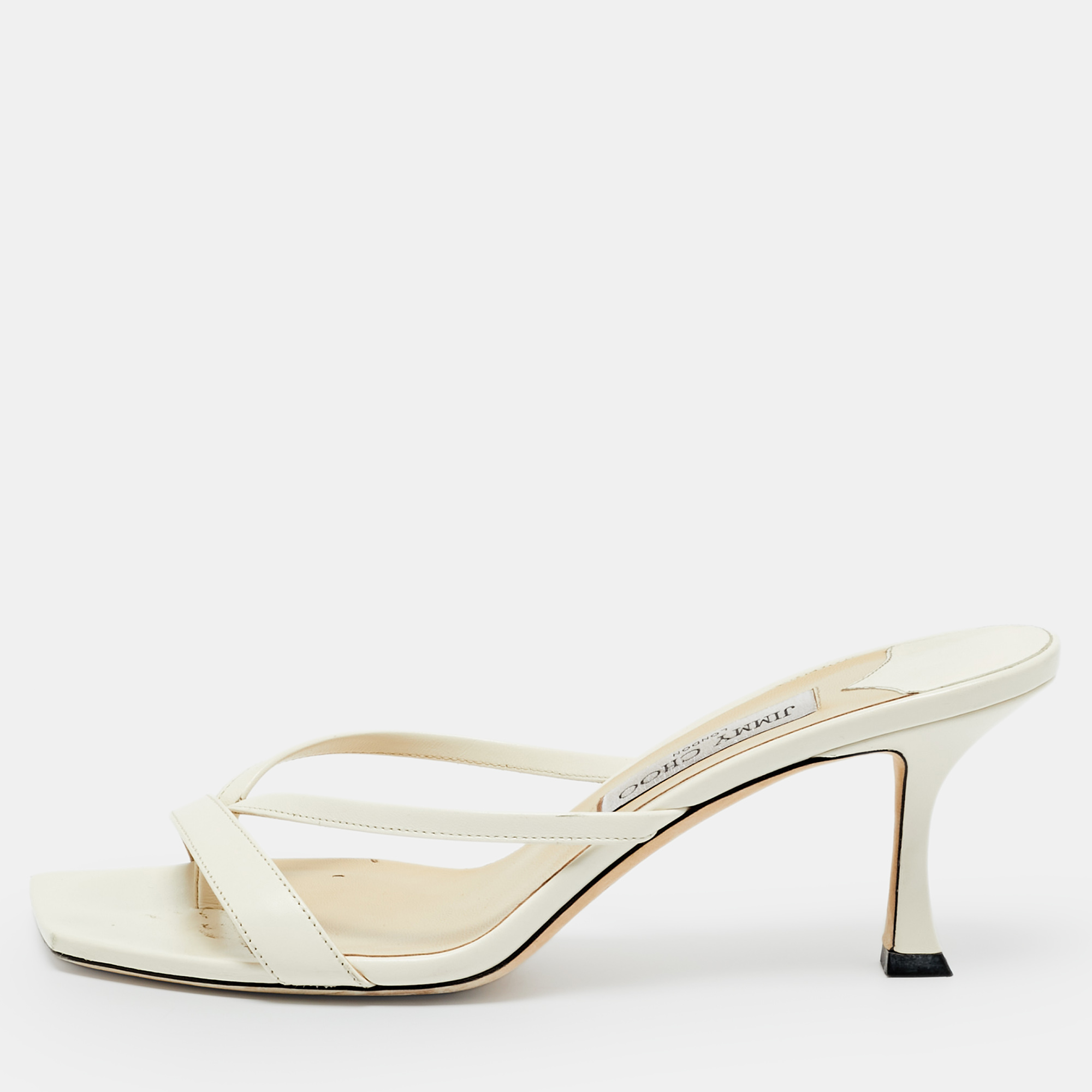 

Jimmy Choo White Leather Maelie Slide Sandals Size