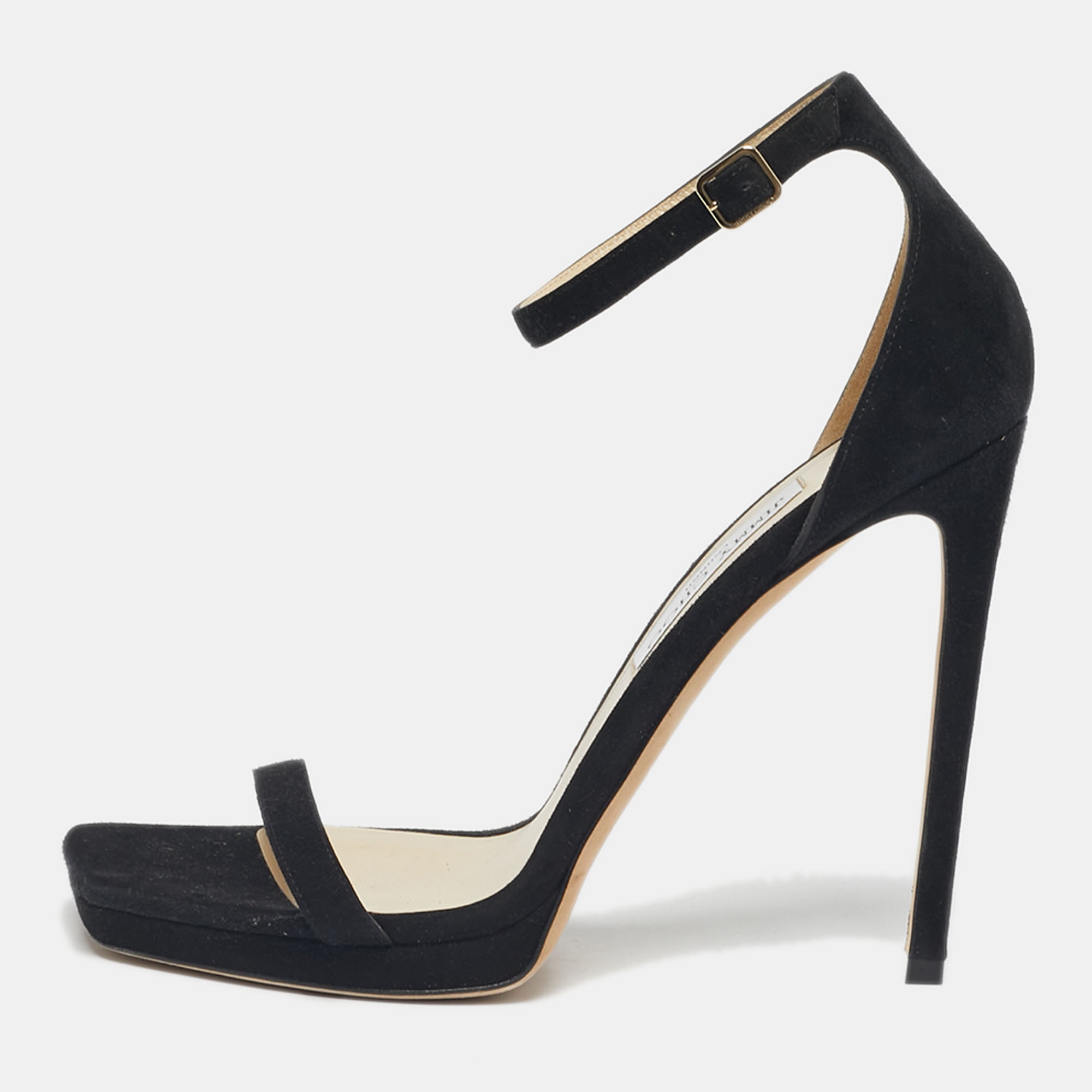

Jimmy Choo Black Suede Alva Ankle Strap Sandals Size