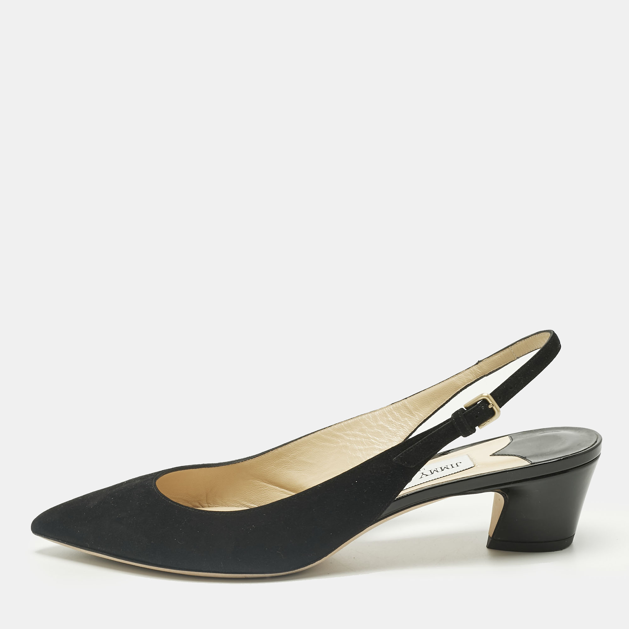 

Jimmy Choo Black Suede Gemma Slingback Pumps Size