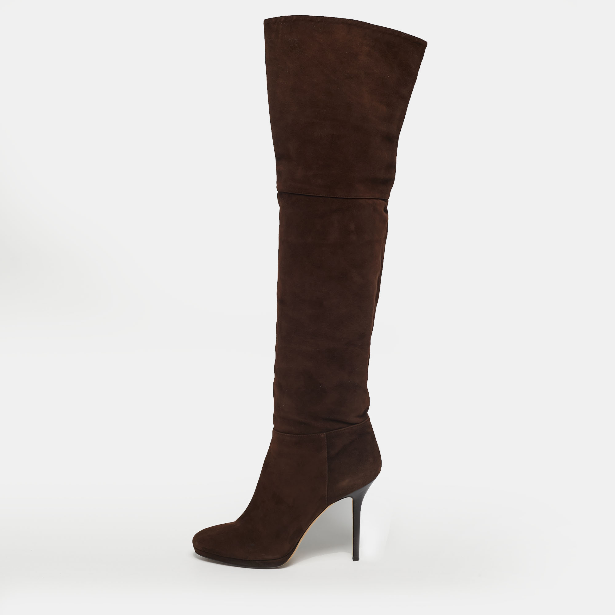 JIMMY CHOO Pre-owned Brown Suede Knee Length Boots Size 39.5