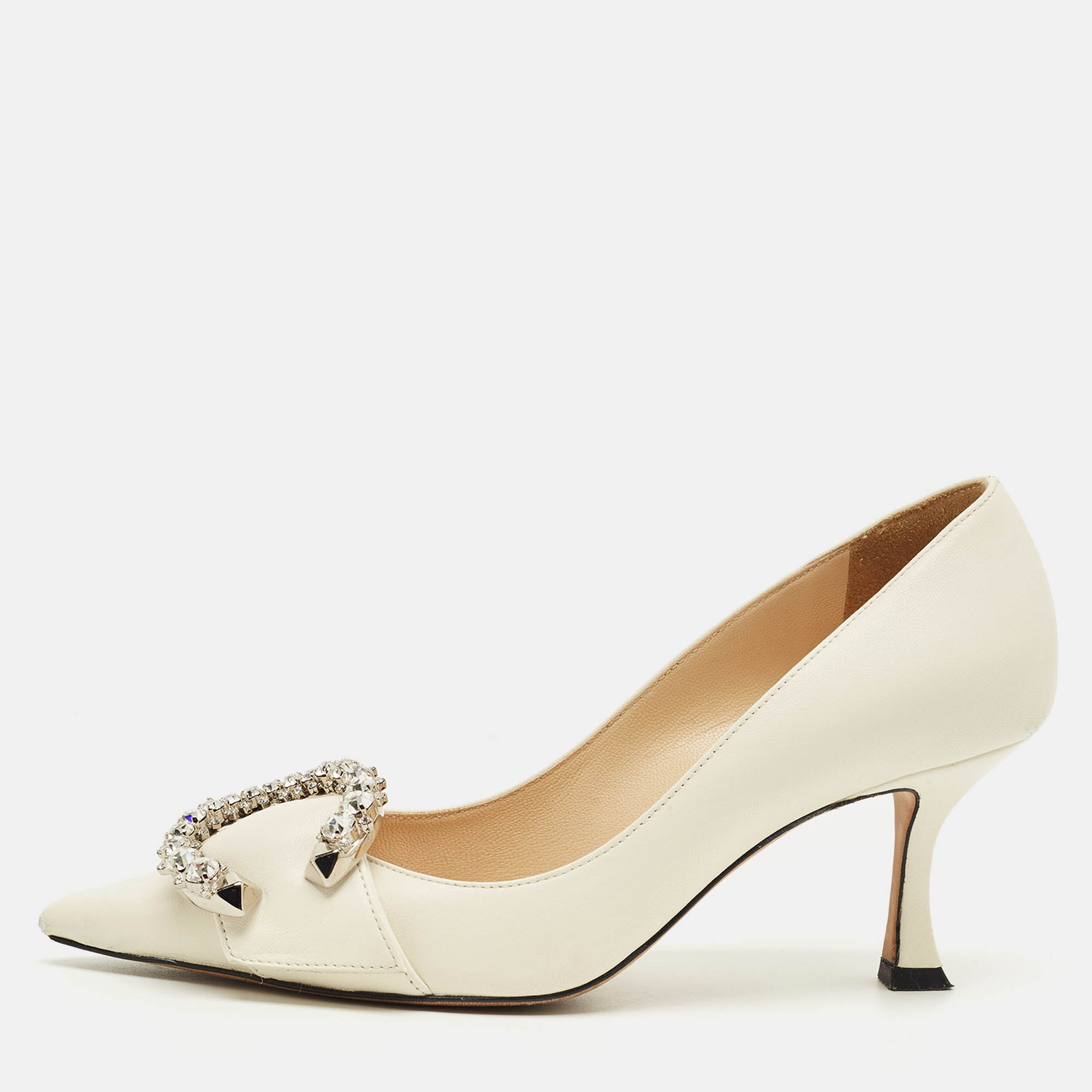 JIMMY CHOO Pre-owned Cream Leather Melva Pumps Size 36 In White