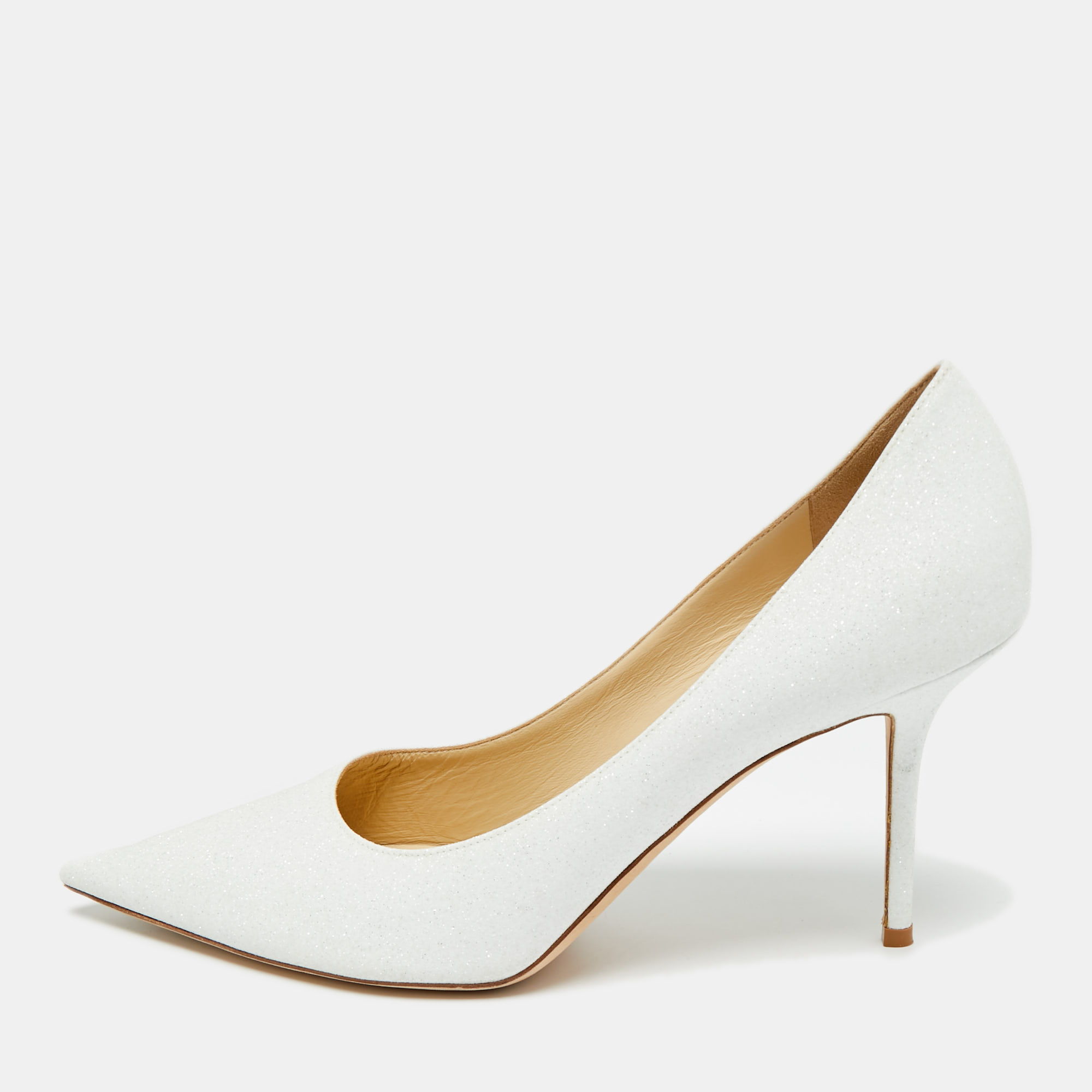 Pre-owned Jimmy Choo Romy Size 43 White Glitter Pumps