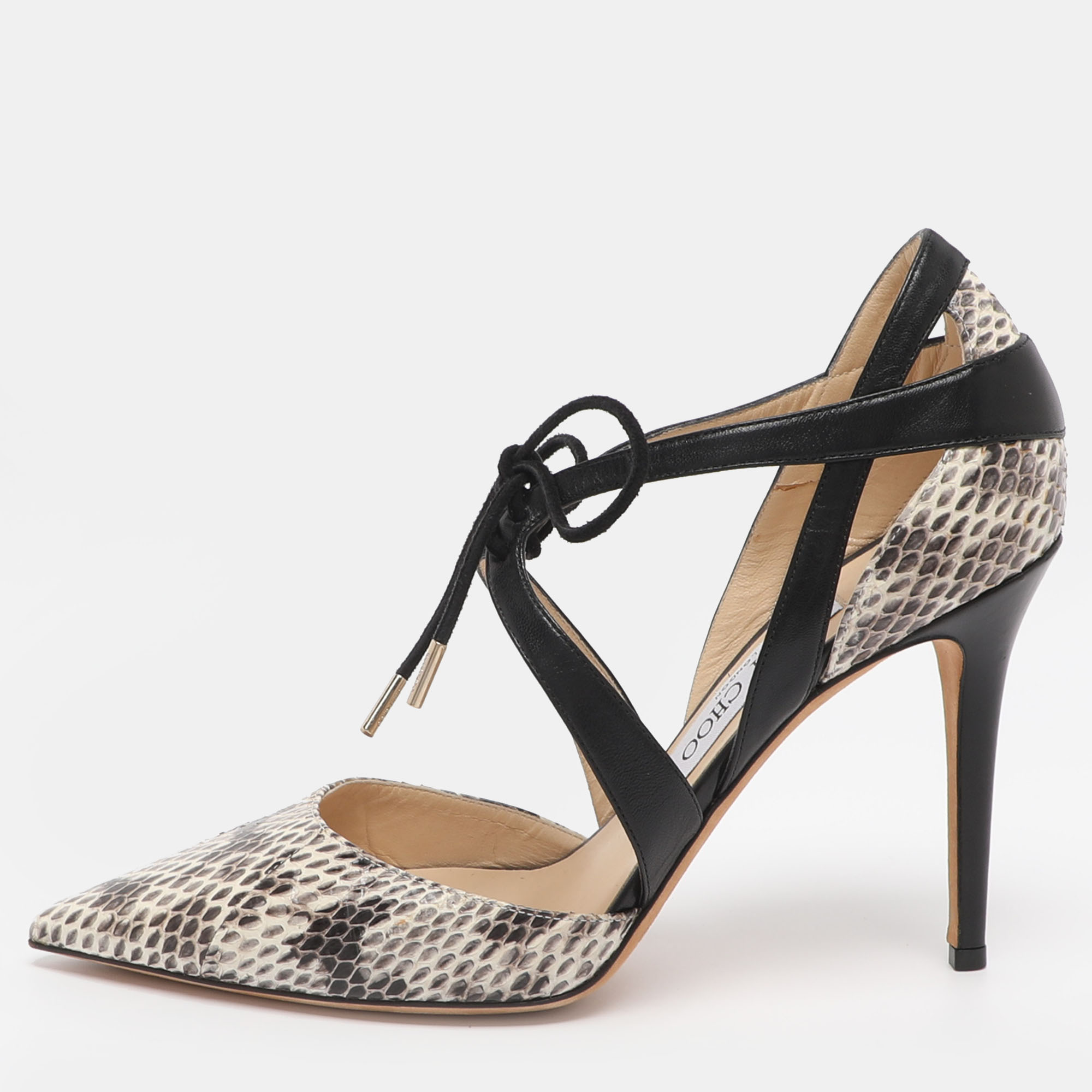 

Jimmy Choo Lapris Size  Tricolor Python and Leather Pumps, Brown