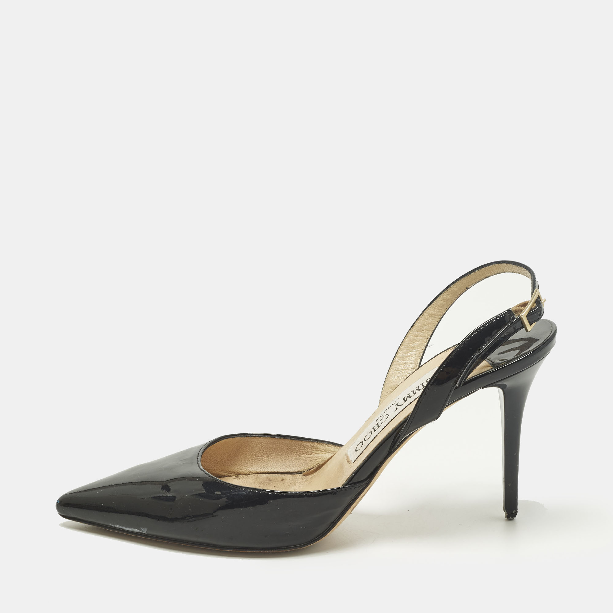 

Jimmy Choo Tilly Size  Black Patent Leather Slingback Pumps