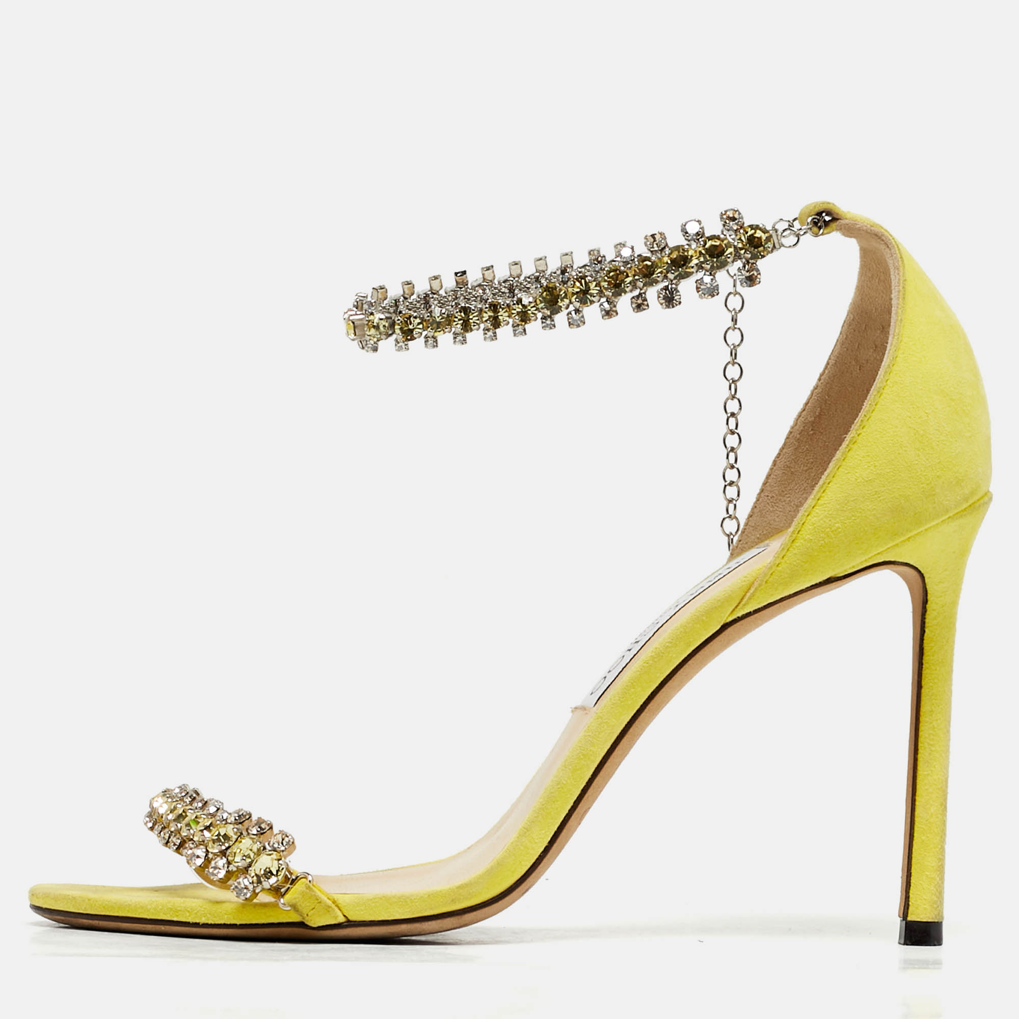 

Jimmy Choo Shiloh 100 Size  Green Suede Ankle Strap Sandals