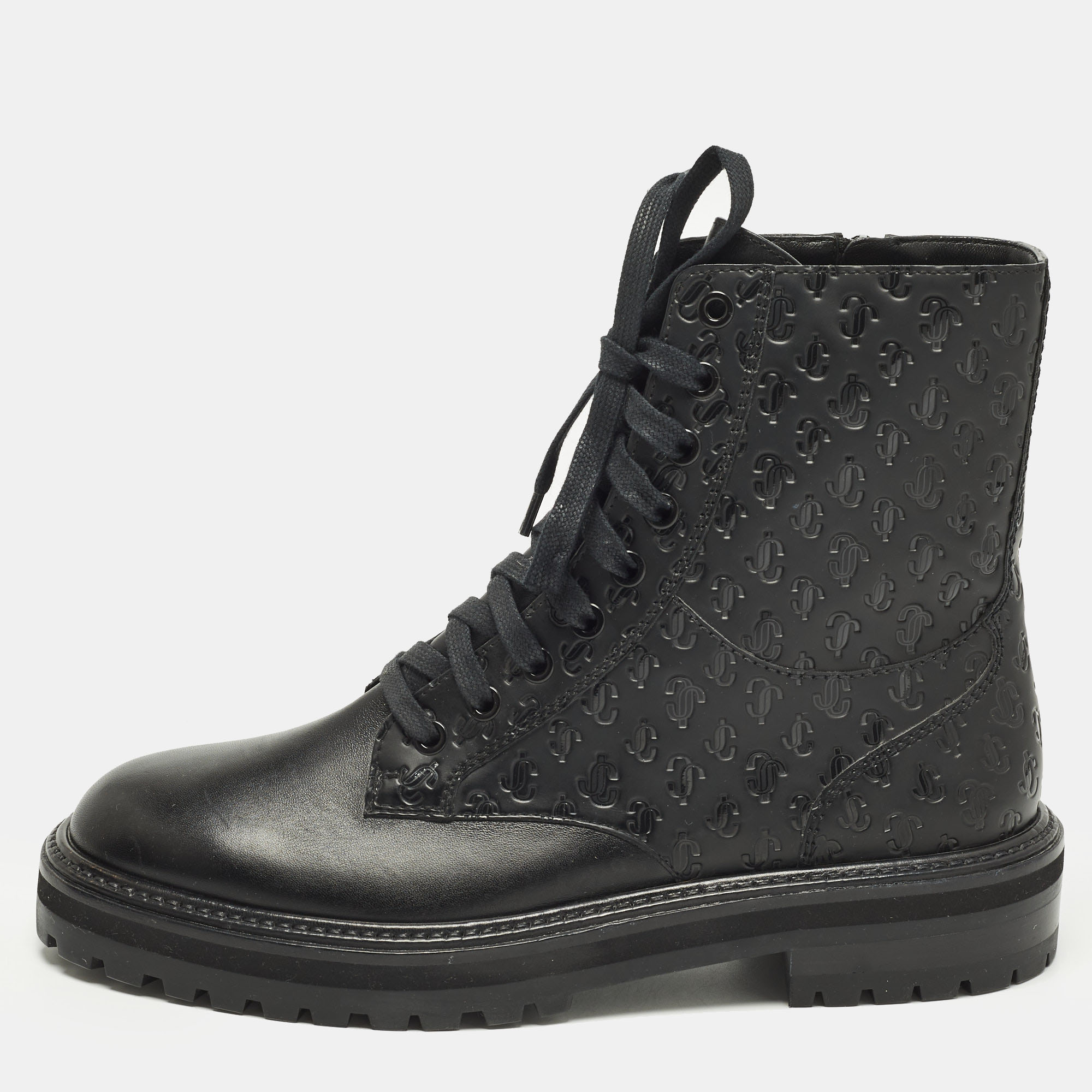 

Jimmy Choo Cora Size  Black Leather Combat Boots