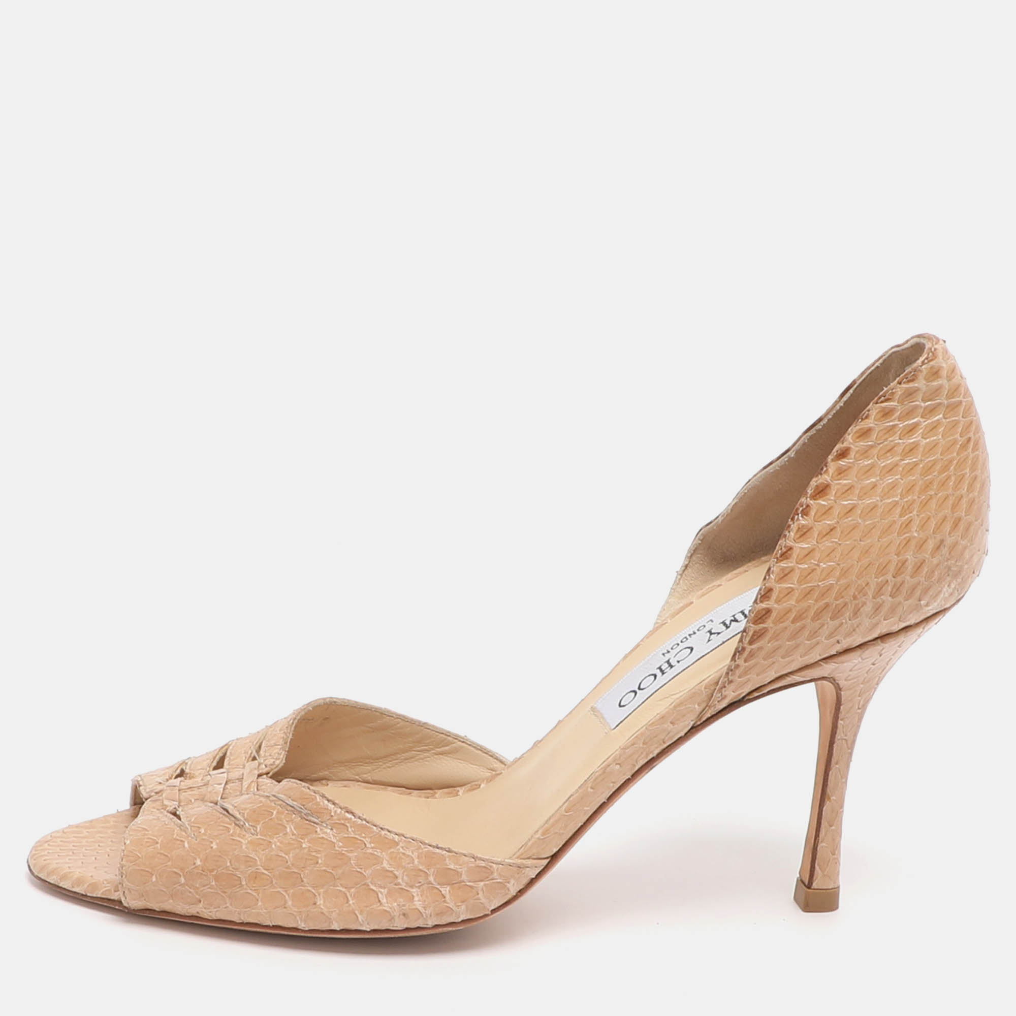 

Jimmy Choo Size 36.5 Beige Python Leather D'orsay Pumps