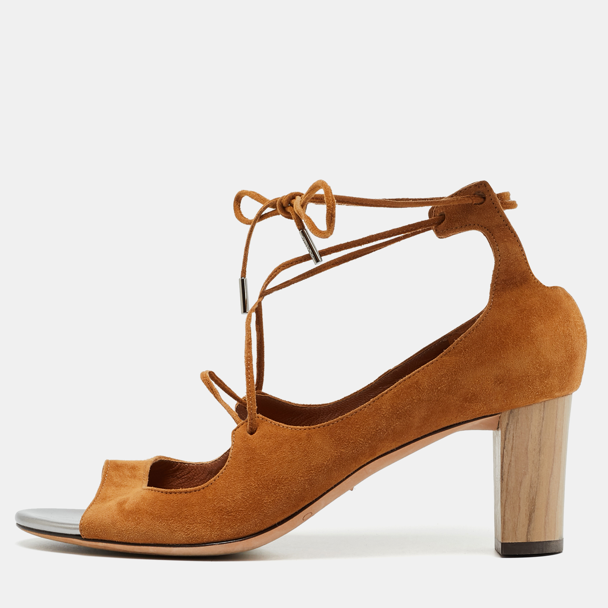 

Jimmy Choo Verie Size  Brown Suede Lace Up Pumps