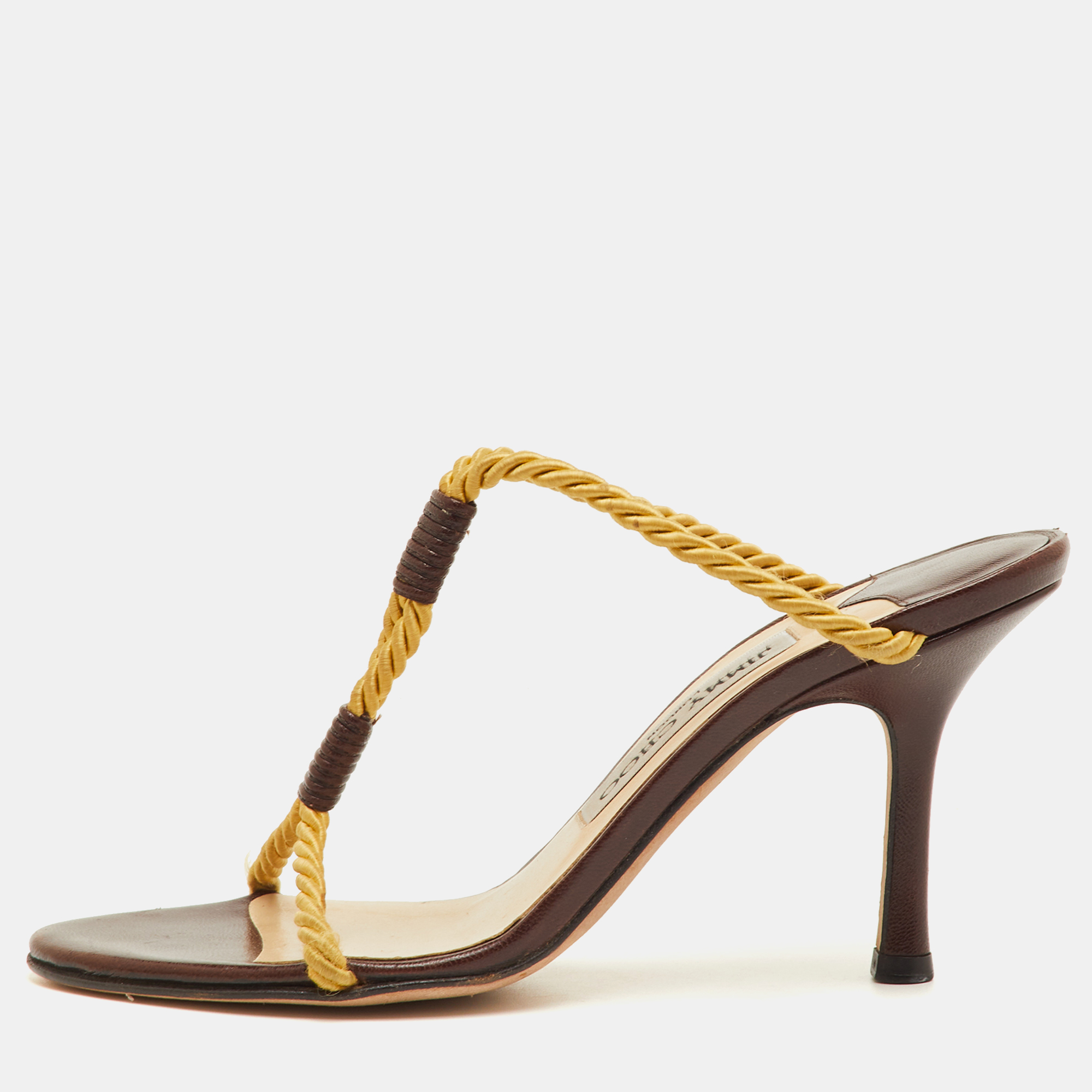 

Jimmy Choo Size  Yellow/Dark Brown Rope Slide Sandals