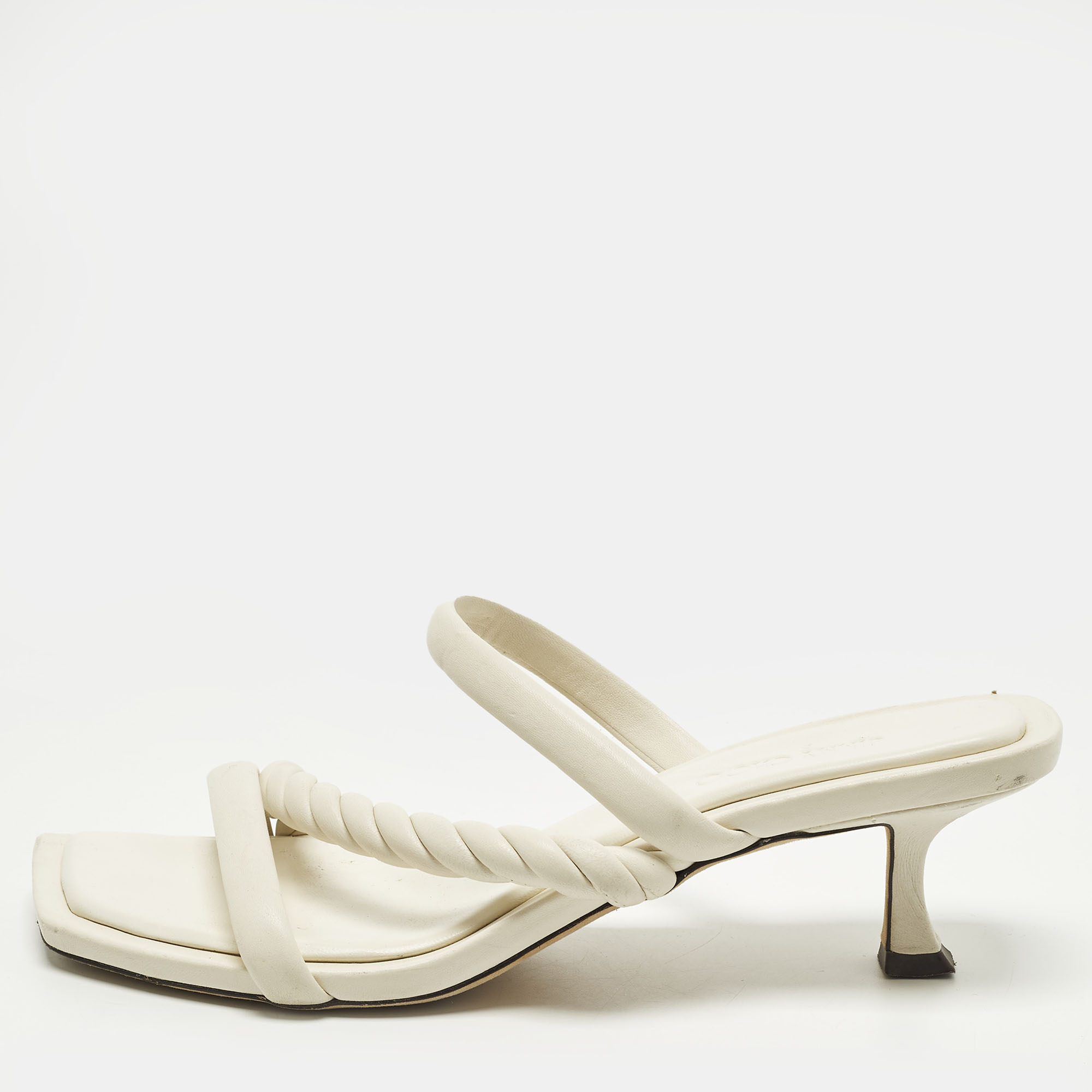 

Jimmy Choo Maelie Size  White Leather Slide Sandals