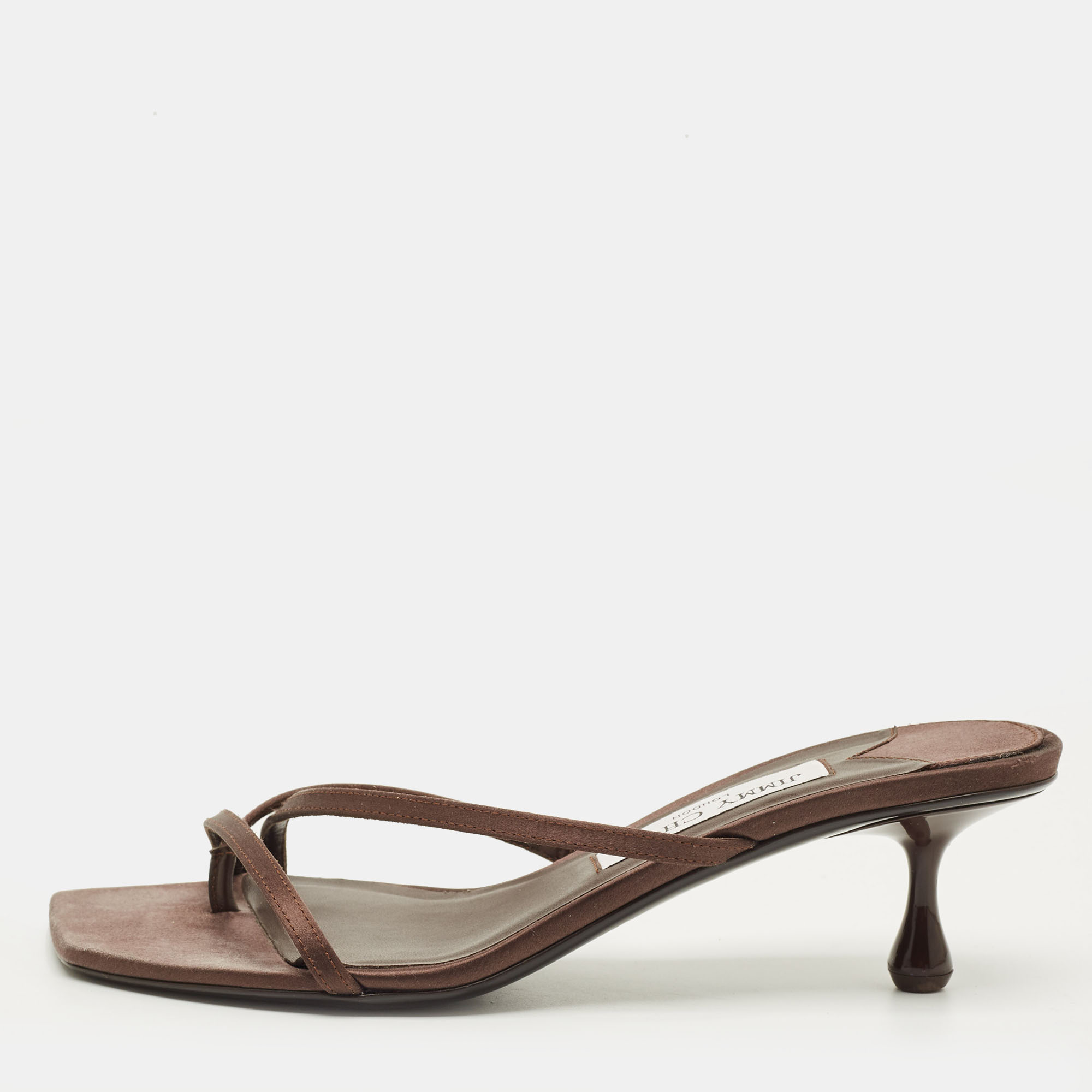 

Jimmy Choo Maelie Size  Dark Brown Satin Slide Sandals