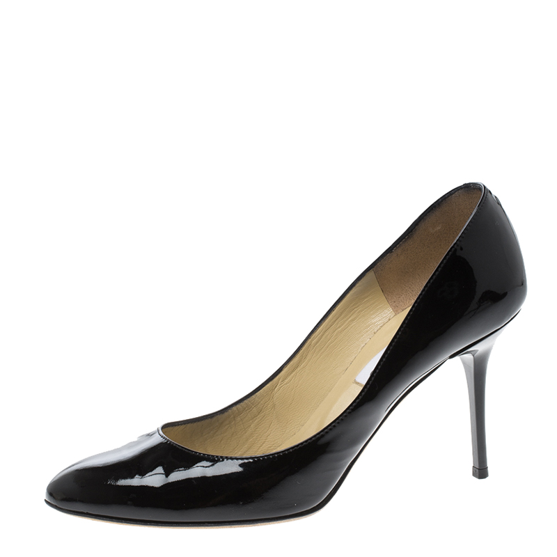Pre Owned Jimmy Choo Black Patent Leather Gilbert Pumps Size 37