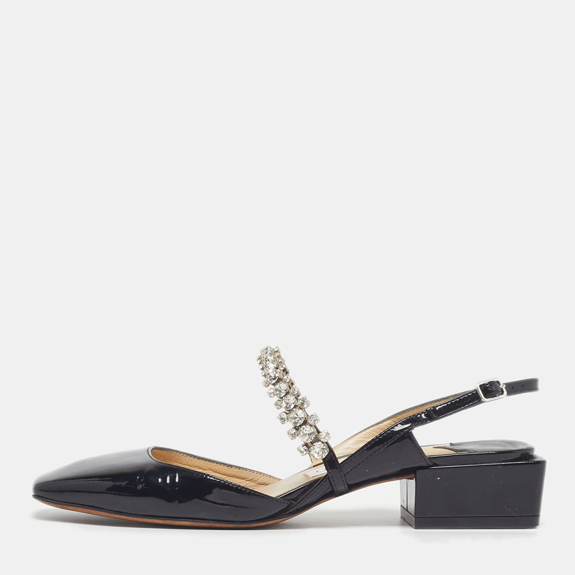 

Jimmy Choo Size  Black Patent Leather Slingback Pumps