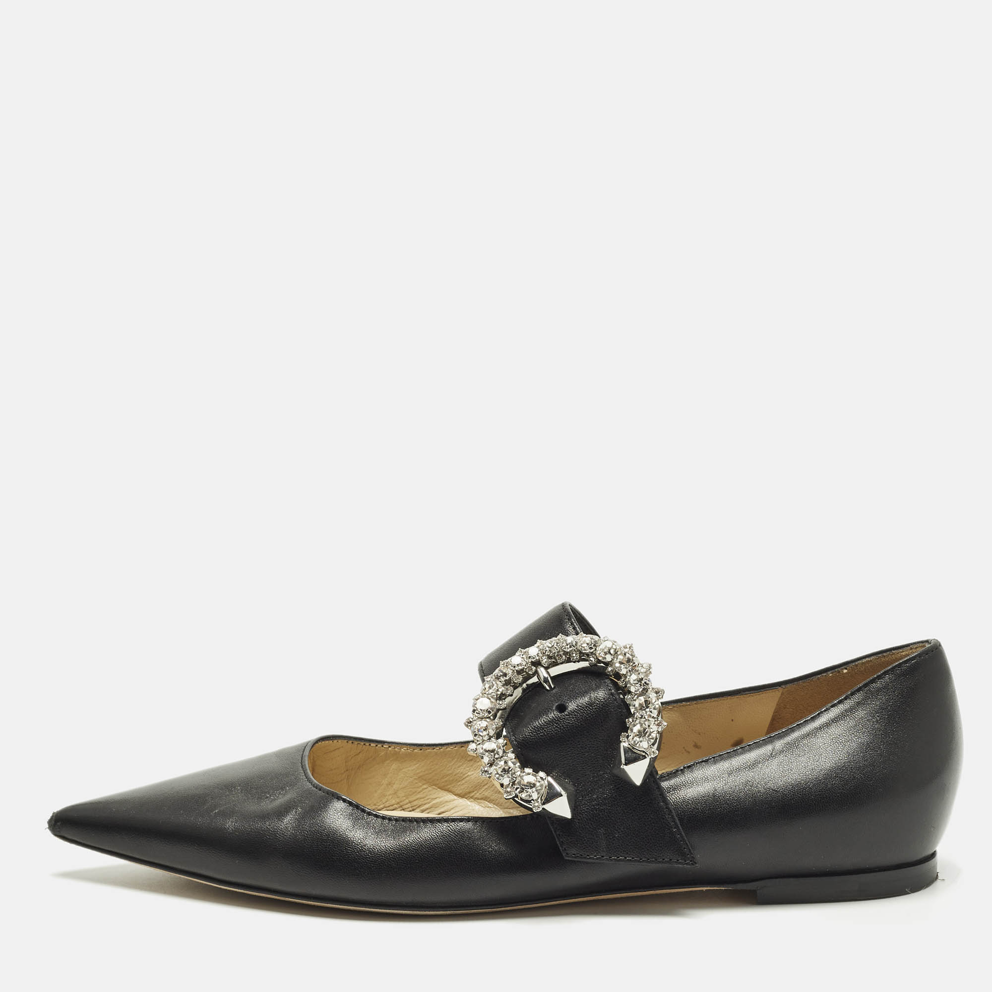 

Jimmy Choo Melva Size  Black Leather Ballet Flats