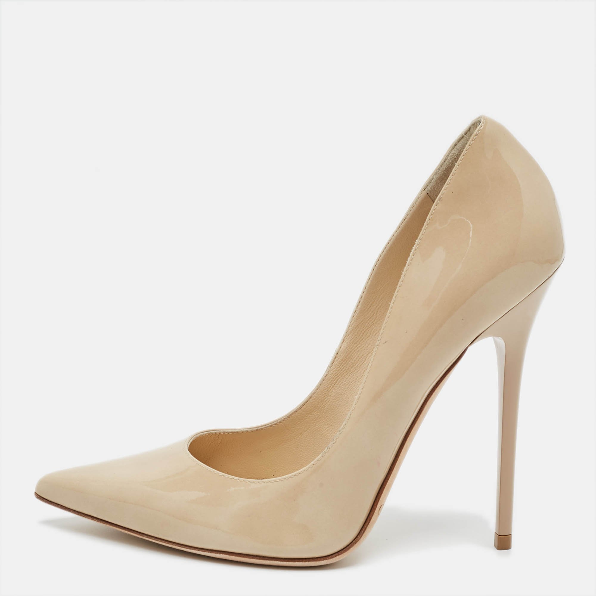 

Jimmy Choo Love Size  Beige Patent Leather Pointed Toe Pumps