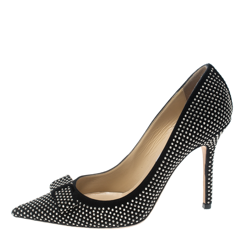 

Jimmy Choo Black Studded Suede Maya Pointed Toe Pumps Size