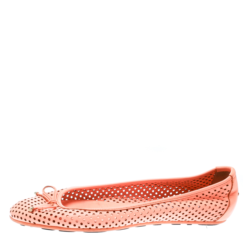 

Jimmy Choo Neon Orange Perforated Leather Walsh Ballet Flats Size
