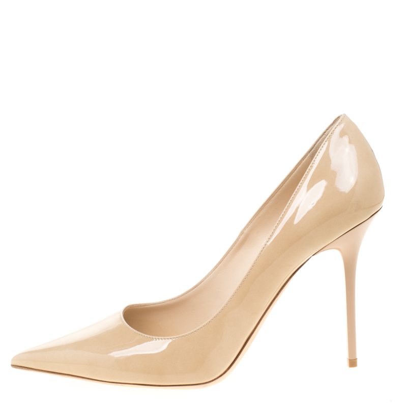 

Jimmy Choo Beige Patent Leather Abel Pointed Toe Pumps Size