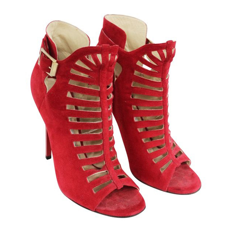 

Jimmy Choo Red Suede Cut Out Boots Size