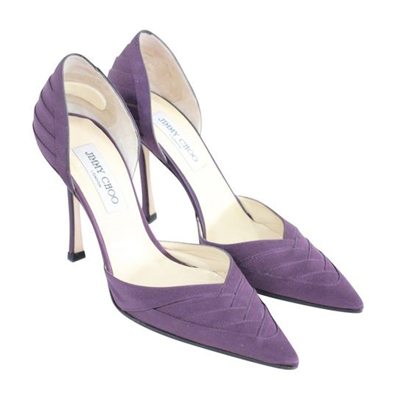 

Jimmy Choo Purple Satin Cut Out Pumps Size