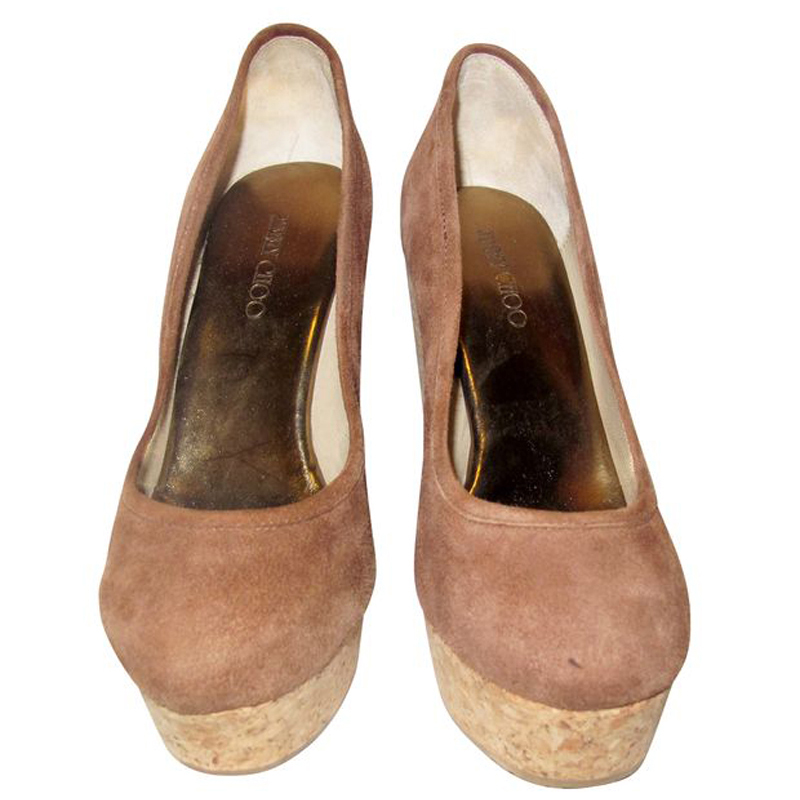 

Jimmy Choo Brown Suede Kork Wedges Pumps Size