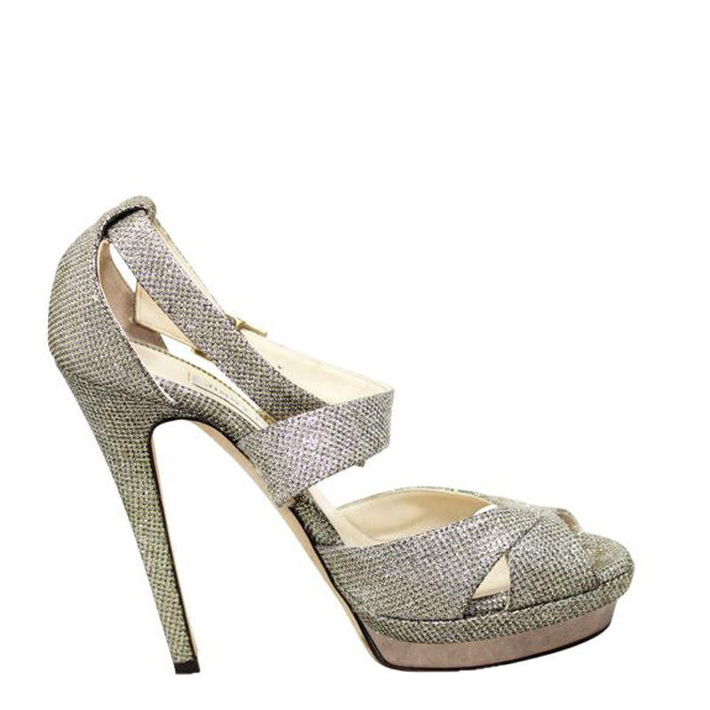 silver glitter strappy heels