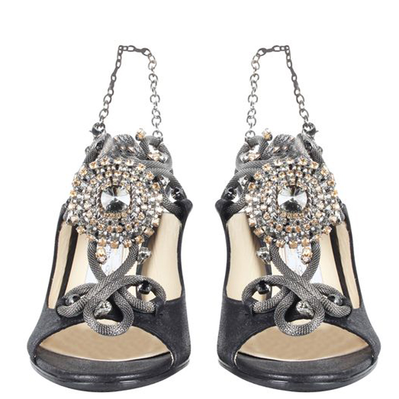 

Jimmy Choo Black Leather Metal Slingback Sandals Size
