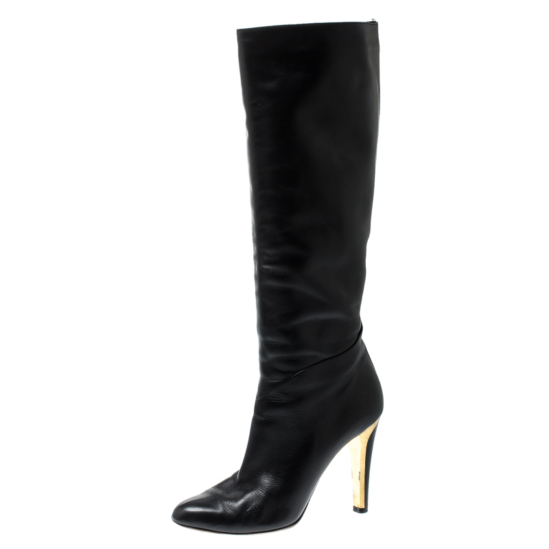 

Jimmy Choo Black Leather Knee Length Boots Size