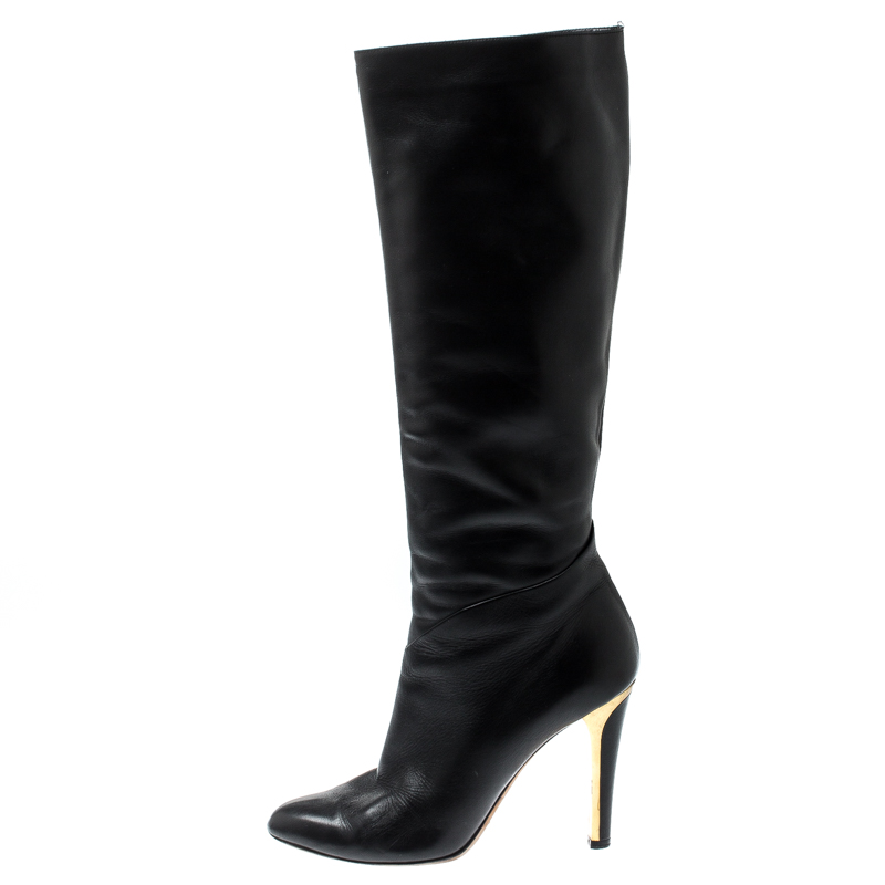 

Jimmy Choo Black Leather Knee Length Boots Size