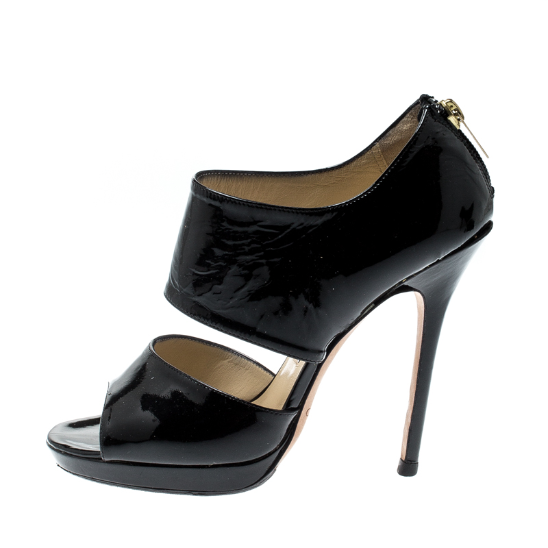 

Jimmy Choo Black Patent Leather Private Peep Toe Sandals Size