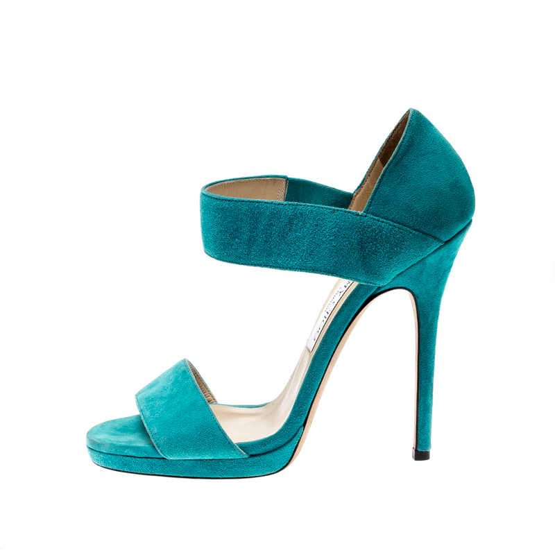 

Jimmy Choo Blue Suede Open Toe Ankle Strap Sandals Size
