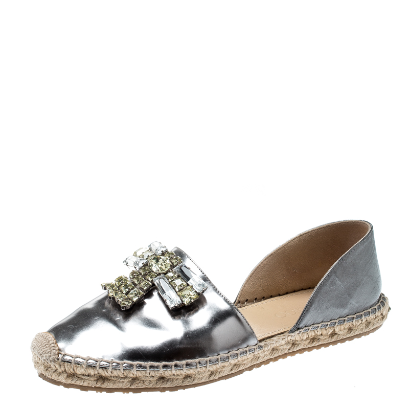metallic espadrille flats