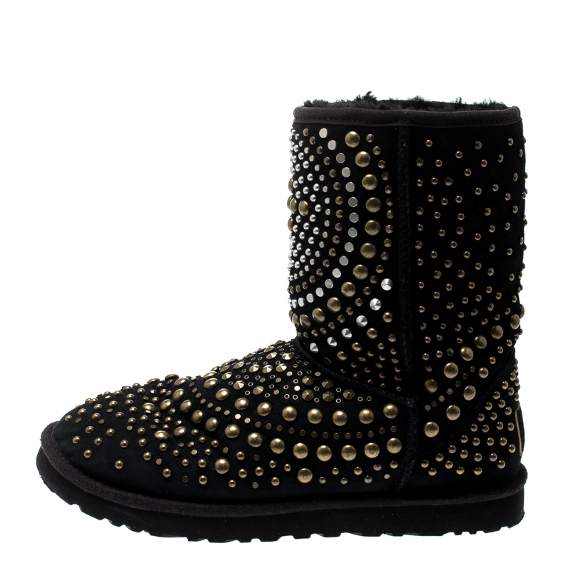 

Jimmy Choo x Uggs Black Studded Suede Mandah Boots Size