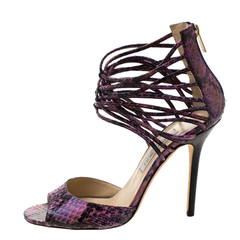 

Jimmy Choo Mulitcolor Python Leather Shakira Strappy Sandals Size, Purple