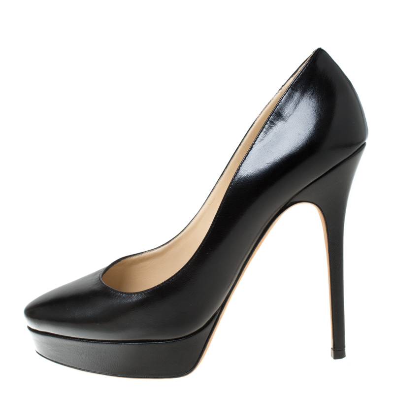 

Jimmy Choo Black Leather Alex Platform Pumps Size