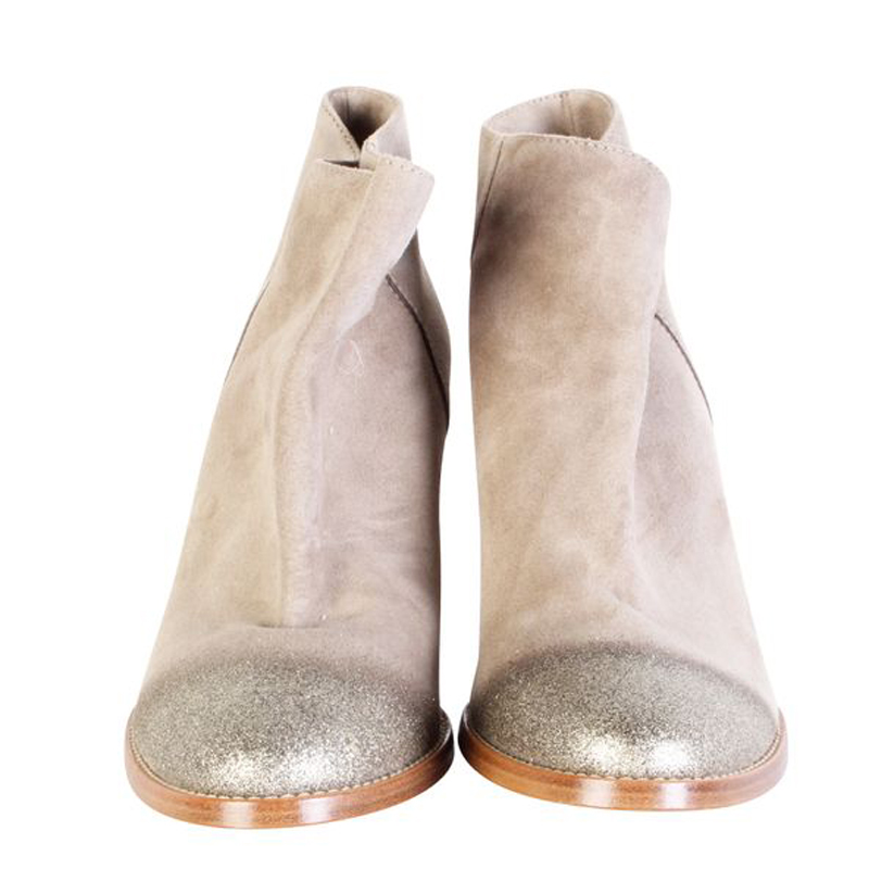

Jimmy Choo Beige Glitter Toe Boots Size