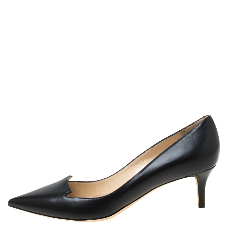 

Jimmy Choo Black Leather Allure Kitten Heel Pointed Toe Pumps Size