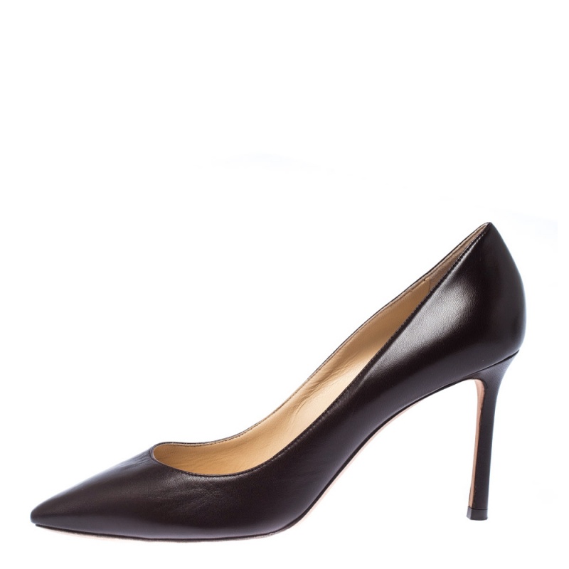 

Jimmy Choo Dark Brown Leather Romy Pointed Toe Pumps Size