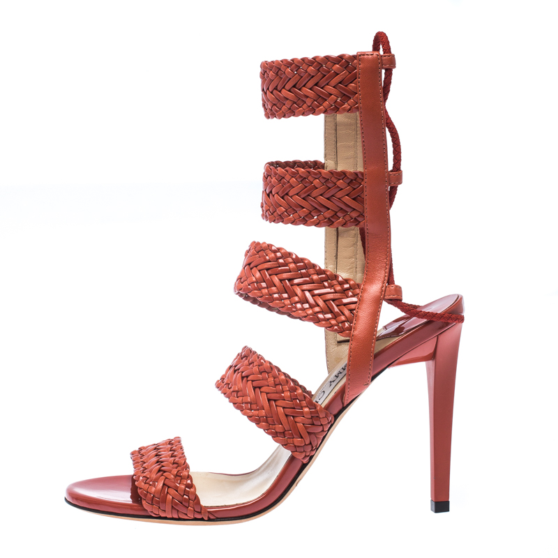 

Jimmy Choo Brown Leather Ankle Strap Sandals Size