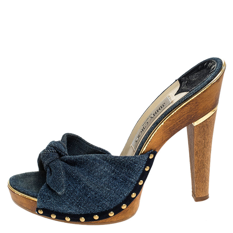 

Jimmy Choo Blue Denim Entice Open Toe Sandals Size