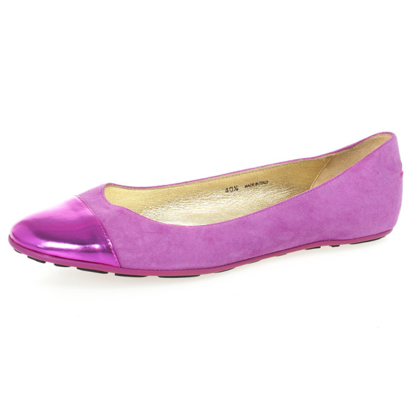 Jimmy Choo Purple Suede And Leather Cap Toe 'Whirl' Ballet Flats Size 40.5 