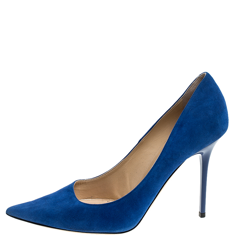 

Jimmy Choo Blue Suede Abel Pointed Toe Pumps Size