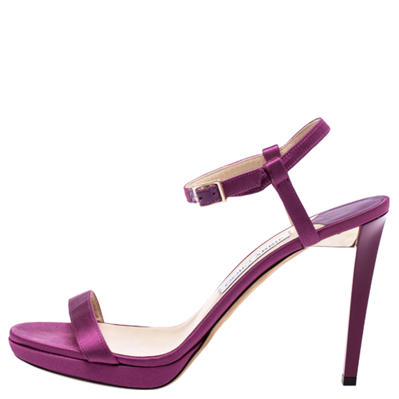 

Jimmy Choo Purple Satin Ankle Strap Sandals Size