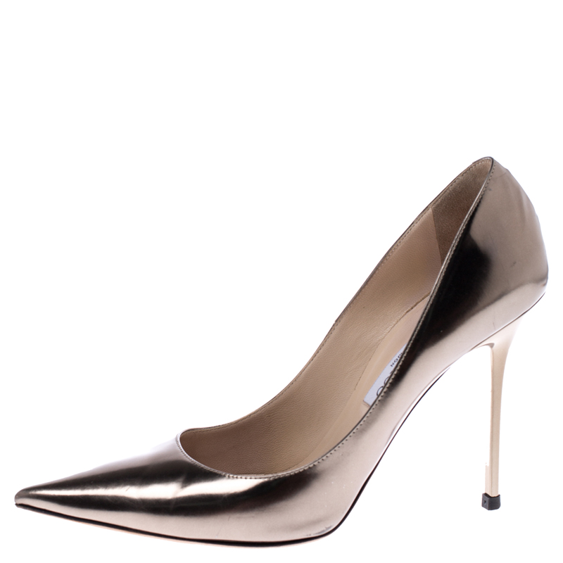 

Jimmy Choo Metallic Bronze Leather Abel Pointed Toe Pumps Size