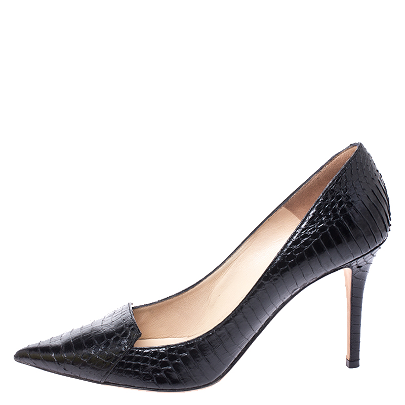 

Jimmy Choo Black Python Avril Pointed Toe Pumps Size