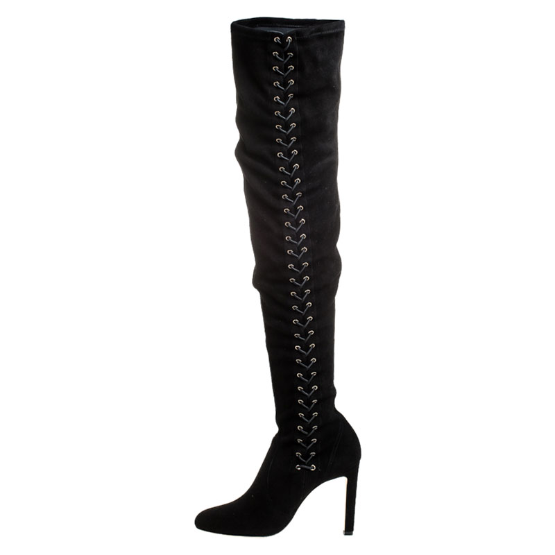 

Jimmy Choo Black Suede Marie Over the Knee Boots Size