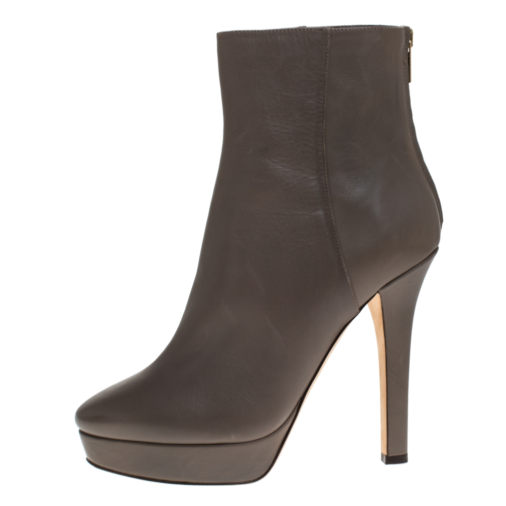 

Jimmy Choo Grey Leather Magic Ankle Boots Size